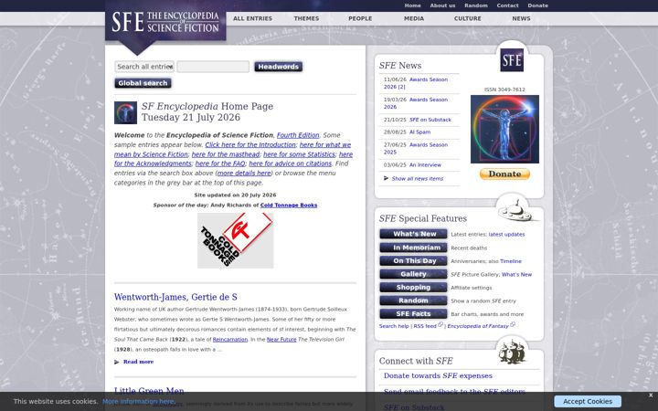 Screenshot of sf-encyclopedia.com