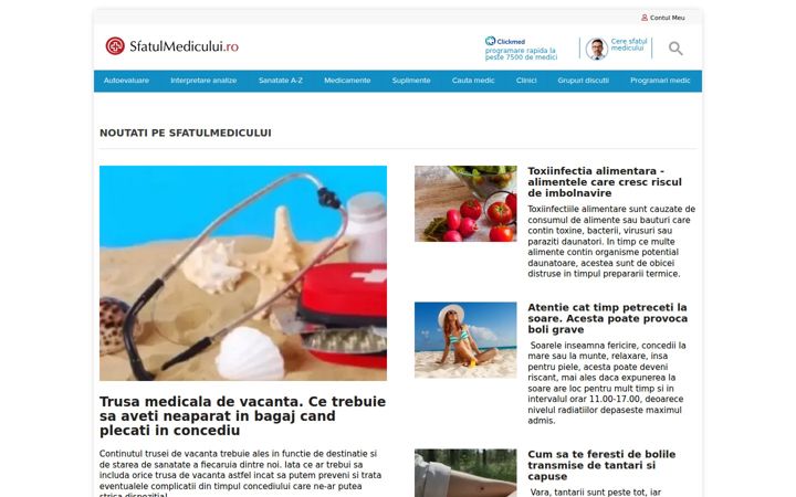 Screenshot of sfatulmedicului.ro