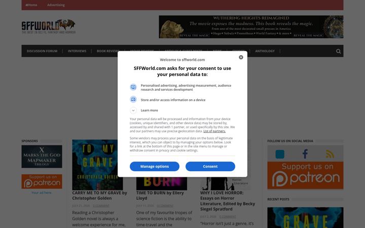 Screenshot of sffworld.com