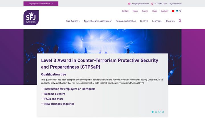 Screenshot van sfjawards.com