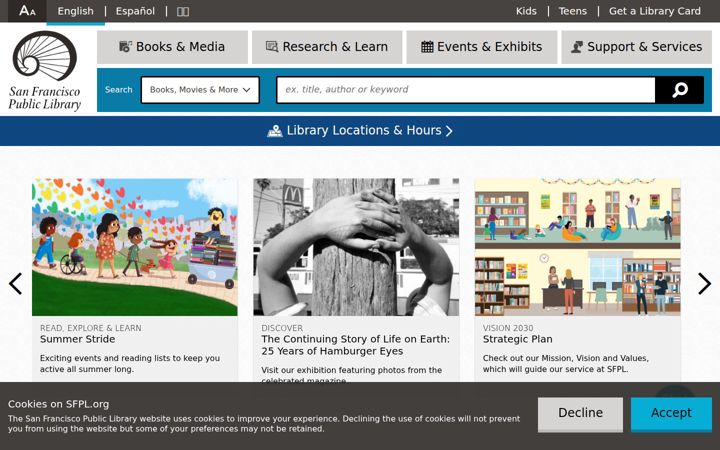 Screenshot von sfpl.org