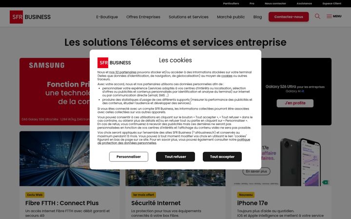 Screenshot of sfrbusiness.fr