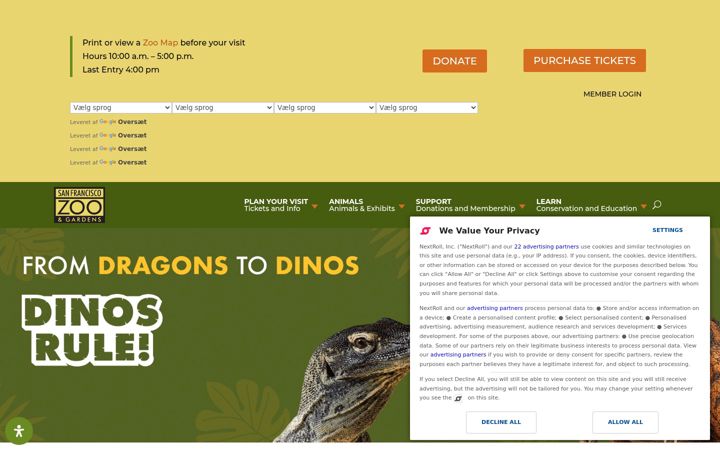 Screenshot of sfzoo.org