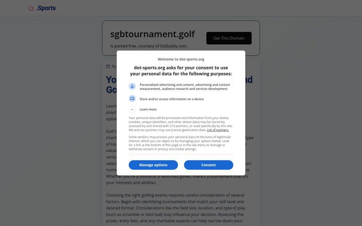 Screenshot of sgbtournament.golf