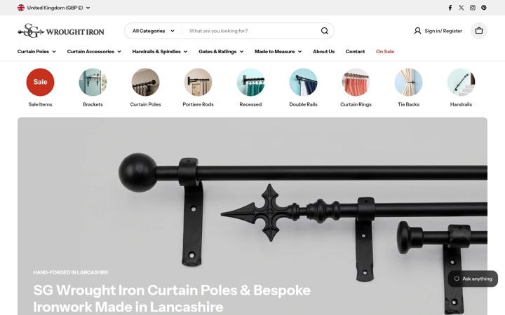 Screenshot of sgwroughtiron.co.uk