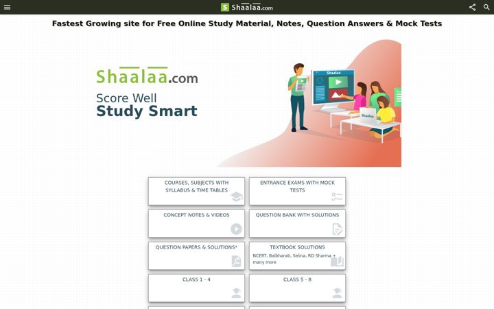 Screenshot ta' shaalaa.com