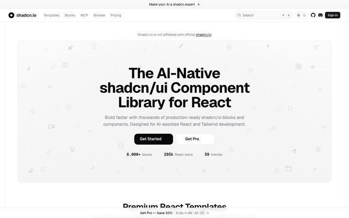 Screenshot of shadcn.io