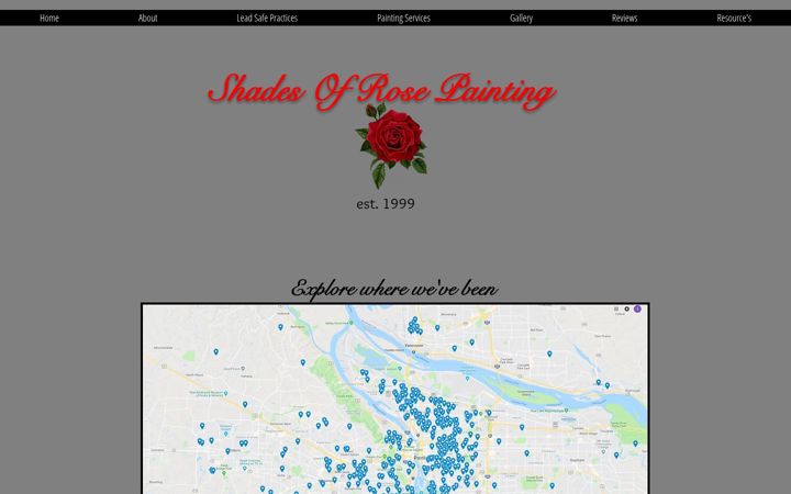 Screenshot of shadesofrosepainting.com