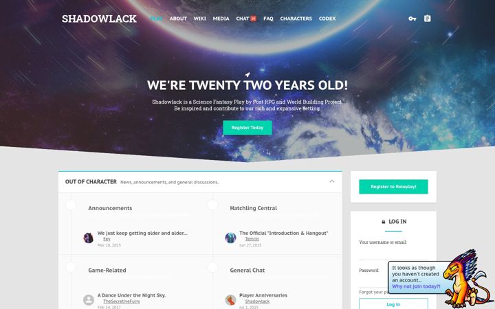 Screenshot of shadowlack.com