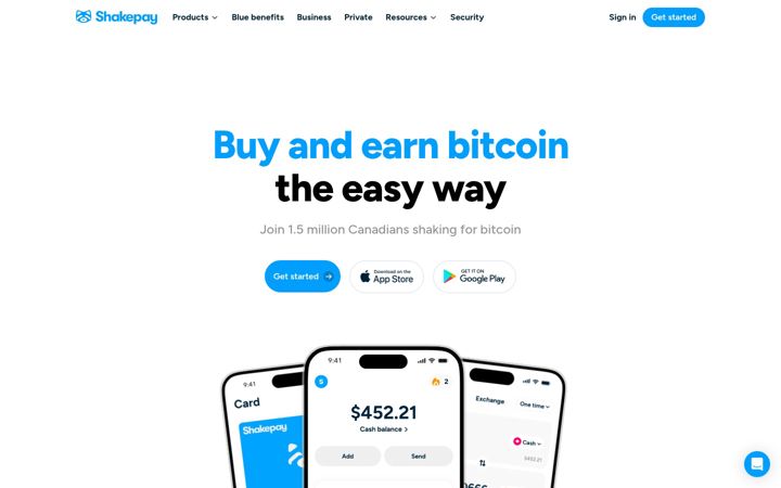 Screenshot of shakepay.com