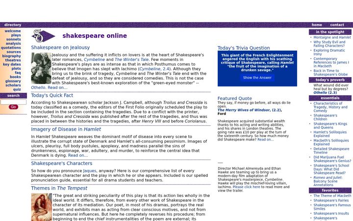 Screenshot of shakespeare-online.com