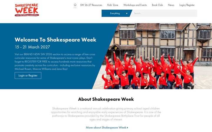 Екранна снимка на shakespeareweek.org.uk