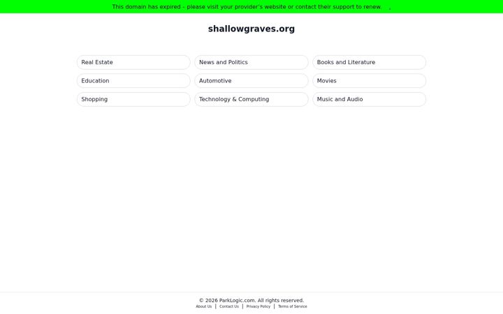 Screenshot of shallowgraves.org