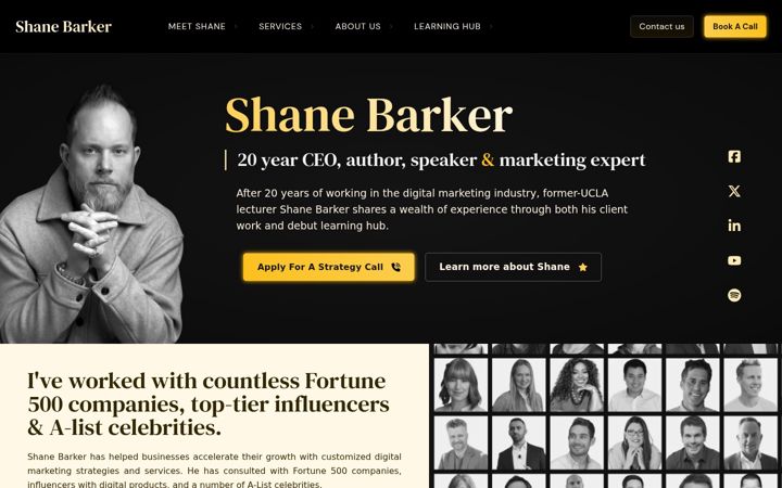 Screenshot of shanebarker.com