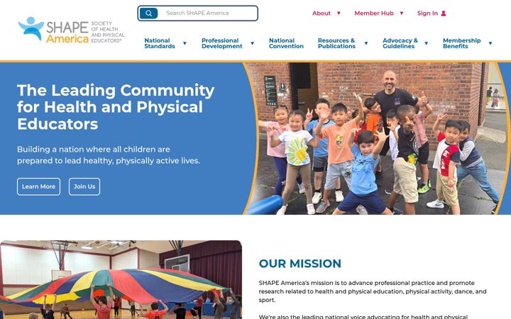 Screenshot of shapeamerica.org