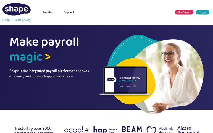 Ekrānuzņēmums no shapepayroll.com