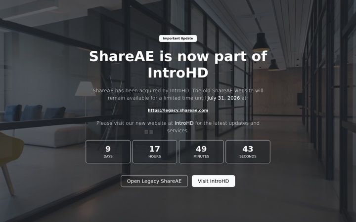Screenshot von shareae.com