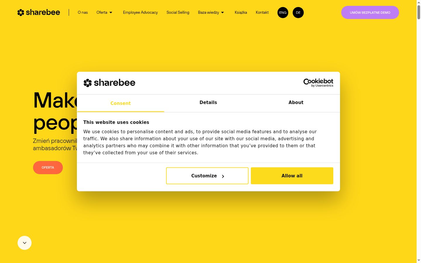 Screenshot of the consent banner shown before any interaction