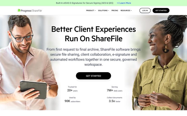 Screenshot stránky sharefile.com