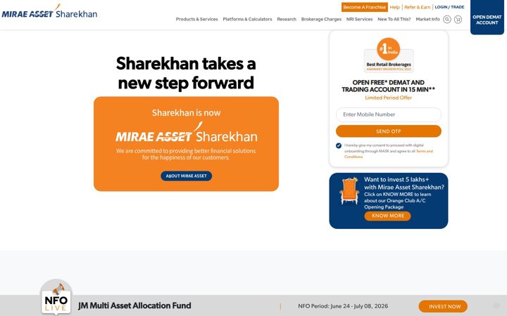 Captura de ecrã de sharekhan.com