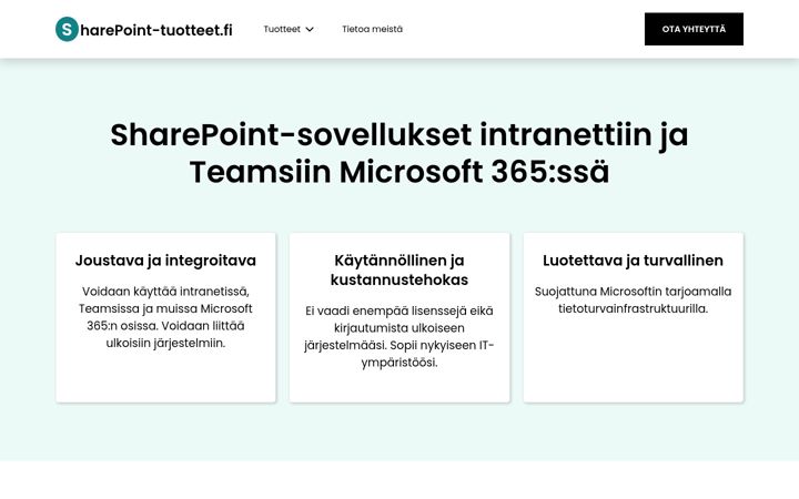 Zrzut ekranu sharepoint-tuotteet.fi