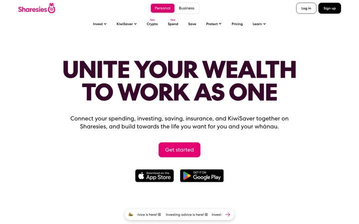 Screenshot of sharesies.com