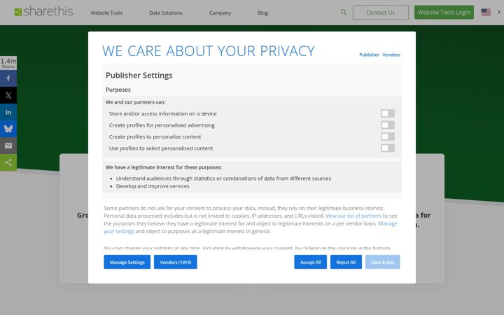 Kuvakaappaus sivustosta sharethis.com