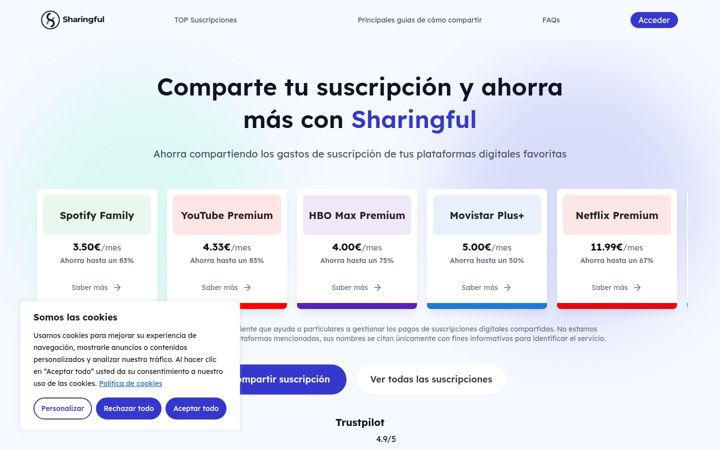Screenshot of sharingful.com
