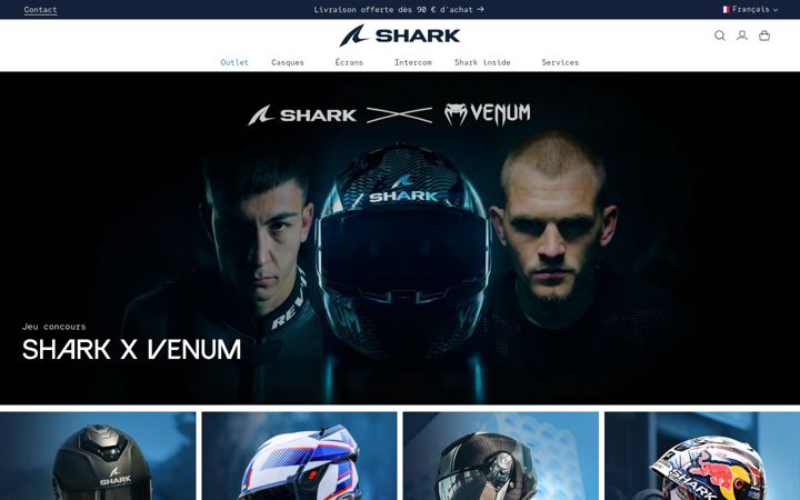 Screenshot van shark-helmets.com