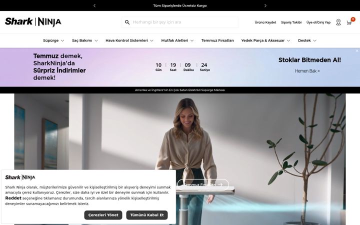 Screenshot of sharkninja.com.tr