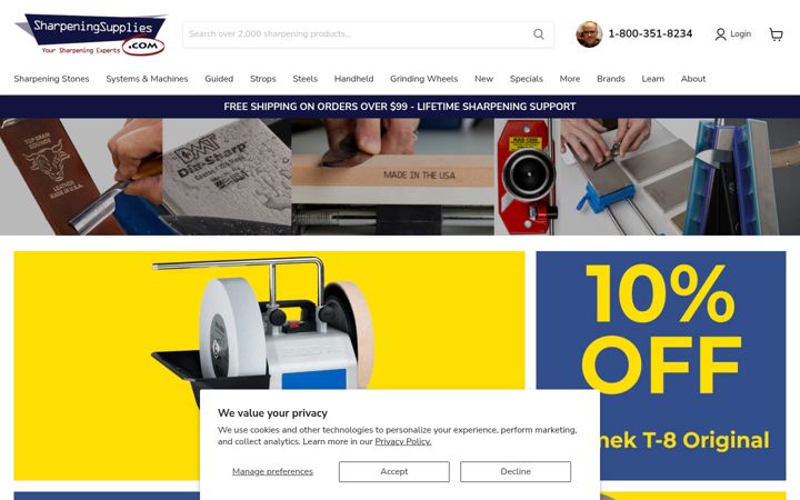 Screenshot of sharpeningsupplies.com