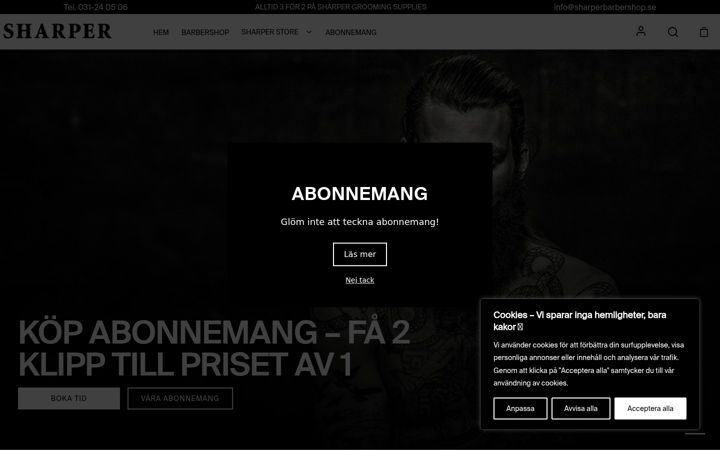 Screenshot του sharperbarbershop.se