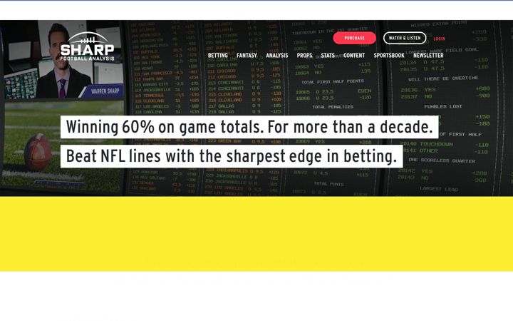 Screenshot of sharpfootballanalysis.com