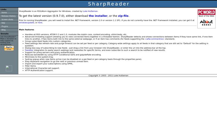 Zrzut ekranu sharpreader.net