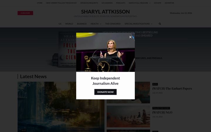 Screenshot of sharylattkisson.com