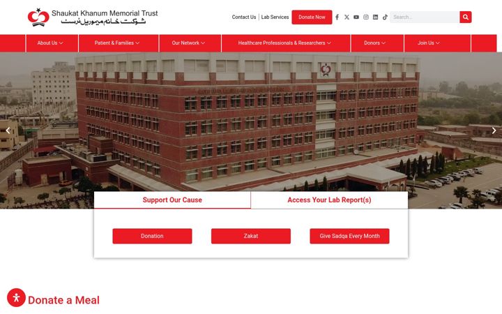 Screenshot of shaukatkhanum.org.pk
