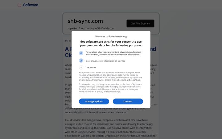Skjámynd af shb-sync.com