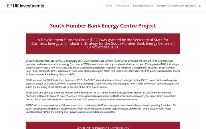 Ekraanipilt saidist shbenergycentre.co.uk