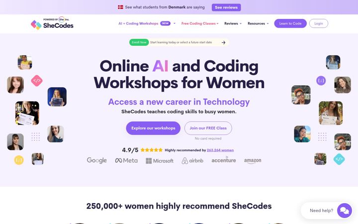 Екранна снимка на shecodes.io