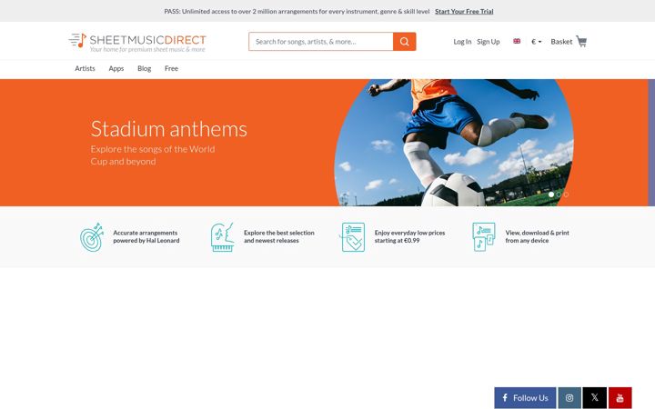 Screenshot of sheetmusic.direct