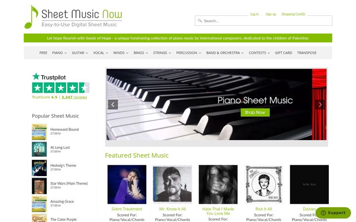 Screenshot of sheetmusicnow.com