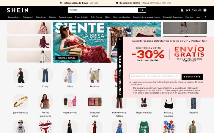Screenshot του shein.com.mx