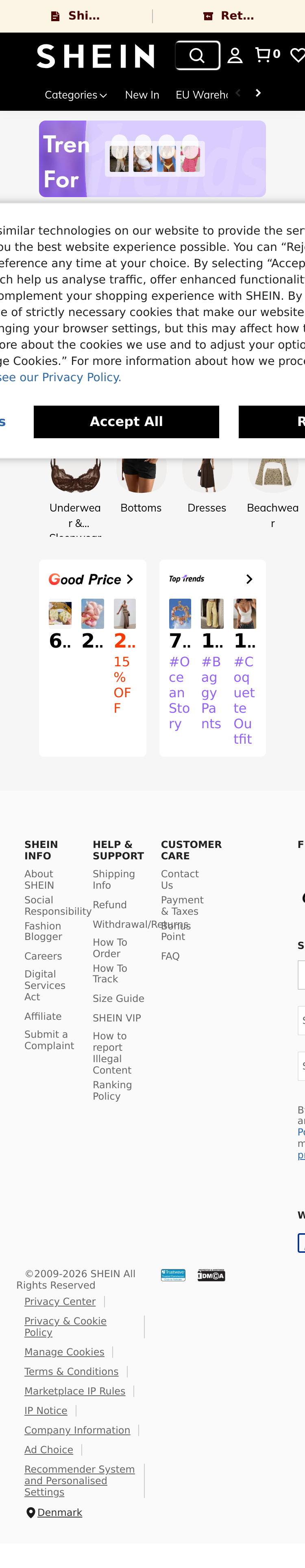 Mobile screenshot of shein.com