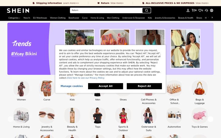 Screenshot of shein.in