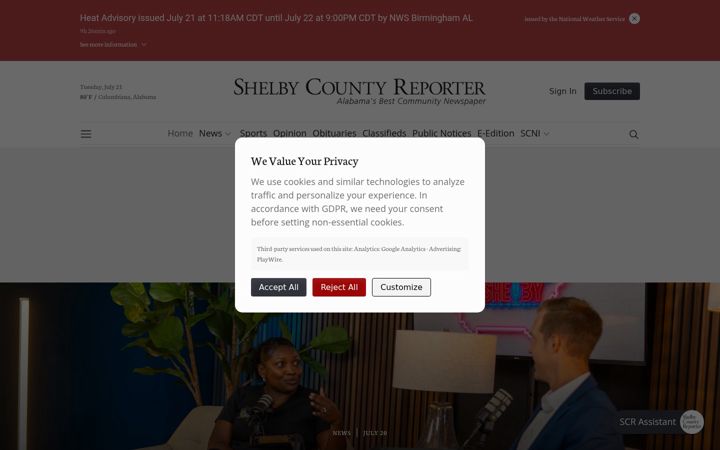 Screenshot of shelbycountyreporter.com
