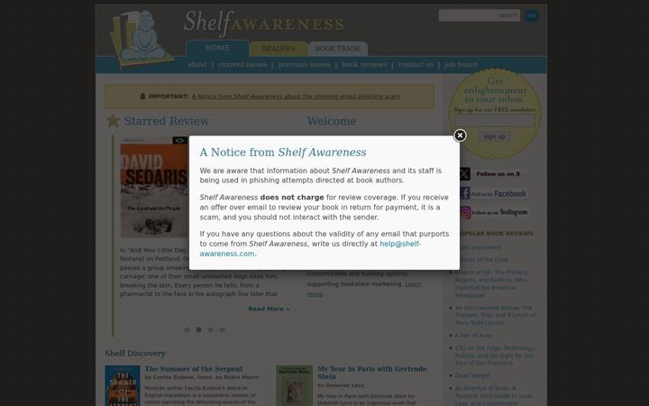 Screenshot of shelf-awareness.com