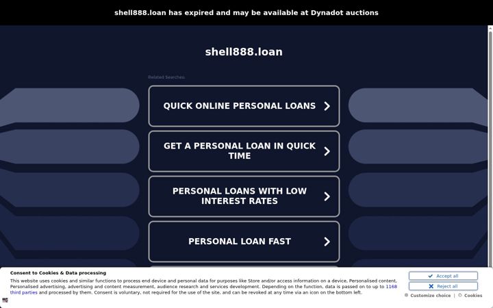 Screenshot of shell888.loan