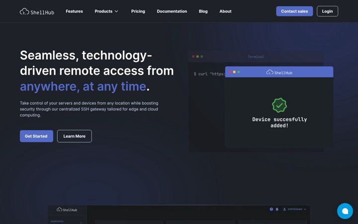 Screenshot of shellhub.io