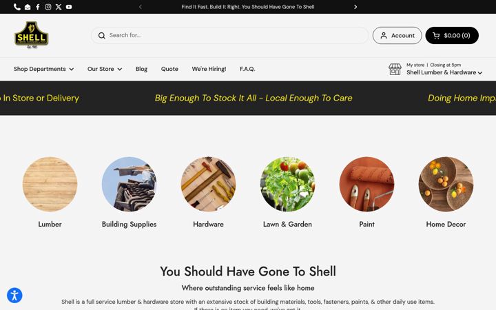 Screenshot of shelllumber.com