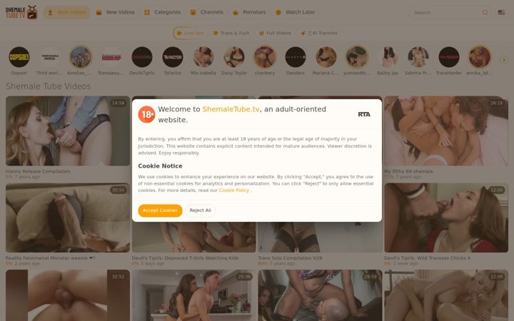 Screenshot of shemaletube.tv